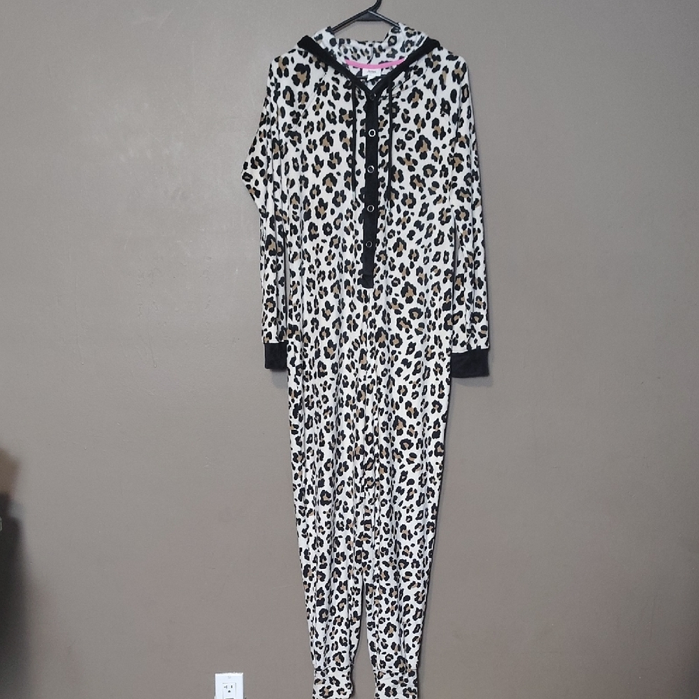 Jenni Intimates Full Body Hooded Animal Print Pajama Size M